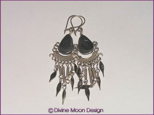 Peruvian Alpaca Silver Crystal EARRINGS LS3) - Onyx Peruvian Alpaca Silver Crystal EARRINGS LS3) - Onyx