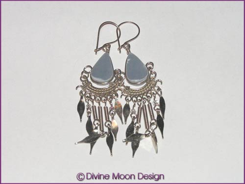 Peruvian Alpaca Silver Crystal EARRINGS LS5) - Celestite Peruvian Alpaca Silver Crystal EARRINGS LS5) - Celestite