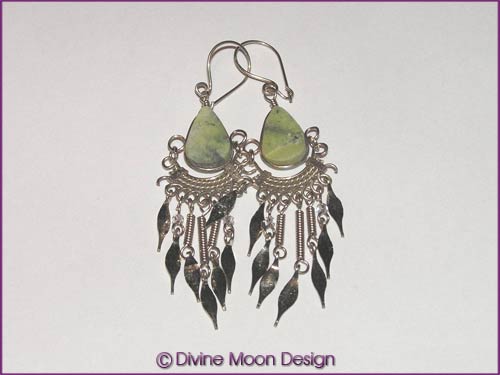 Peruvian Alpaca Silver Crystal EARRINGS LS7) - Serpentine Peruvian Alpaca Silver Crystal EARRINGS LS7) - Serpentine