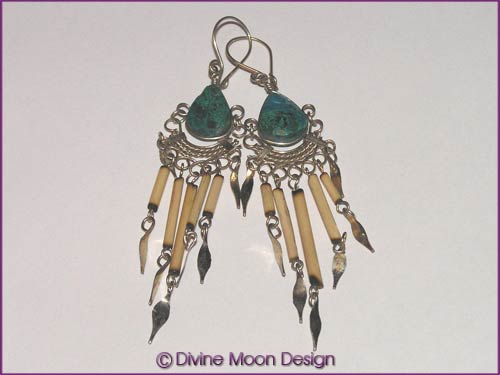 Peruvian Alpaca Silver Crystal EARRINGS LB8) - Chrysocolla Peruvian Alpaca Silver Crystal EARRINGS LB8) - Chrysocolla