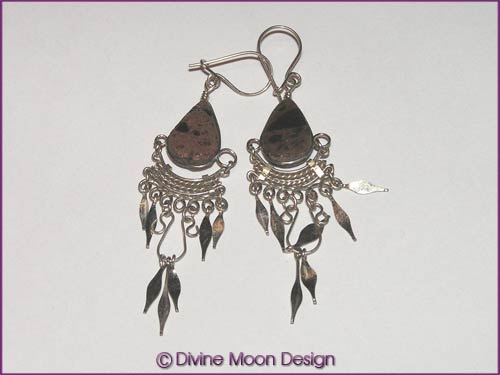 Peruvian Alpaca Silver Crystal EARRINGS TR6) - Mahogany Obsidian Peruvian Alpaca Silver Crystal EARRINGS TR6) - Mahogany Obsidian