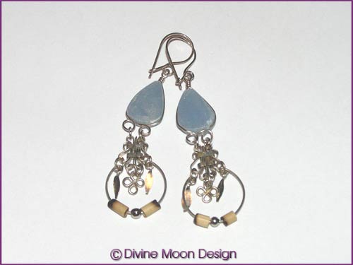 Peruvian Alpaca Silver Crystal EARRINGS BR5A) - Celestite Peruvian Alpaca Silver Crystal EARRINGS BR5A) - Celestite