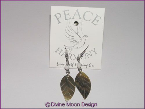 PEACE & HARMONY Deep Sea Shell EARRINGS - Leaf Shaped PEACE & HARMONY Deep Sea Shell EARRINGS - Leaf Shaped